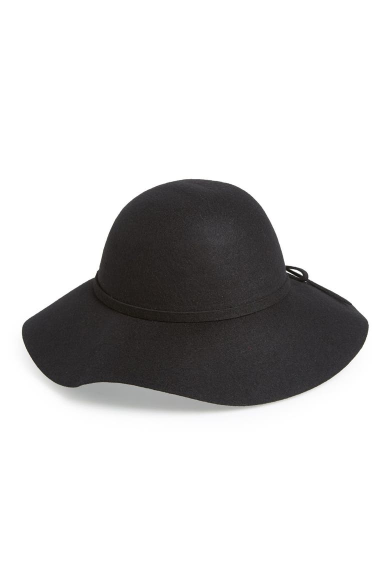 Wool Felt Floppy Hat, Main, color, BLACK