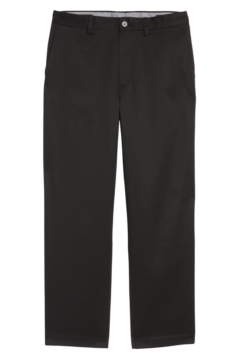Men's Shop 'Classic' Smartcare™ Relaxed Fit Flat Front Cotton Pants, Main, color, BLACK