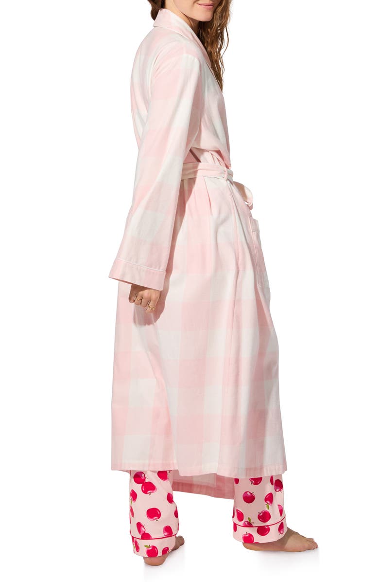 BedHead Pajamas Print Cotton Flannel Robe, Alternate, color, Checking In