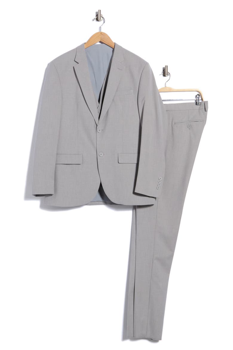 Regular Fit Four-Way Stretch 3-Piece Suit, Main, color, LIGHT GREY