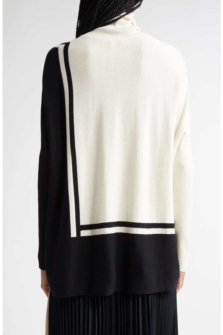 Sophia Pattern Turtleneck Sweater, Alternate, color, CREAM/BLACK