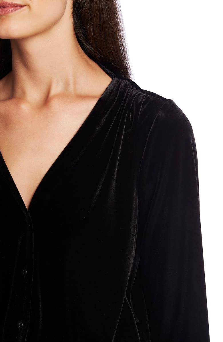 1.STATE V-Neck Velvet Button Front Top, Alternate, color,
