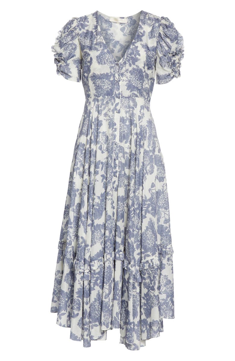 LoveShackFancy Andie Floral Cotton & Silk Midi Dress, Alternate, color, 