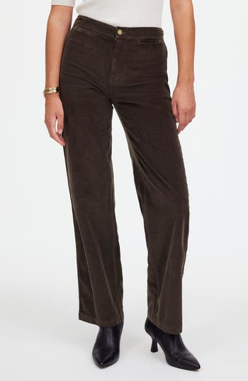 Madewell The Emmett Wide Leg Full Length Corduroy Pants: Welt Pocket Edition In Dark Carob
