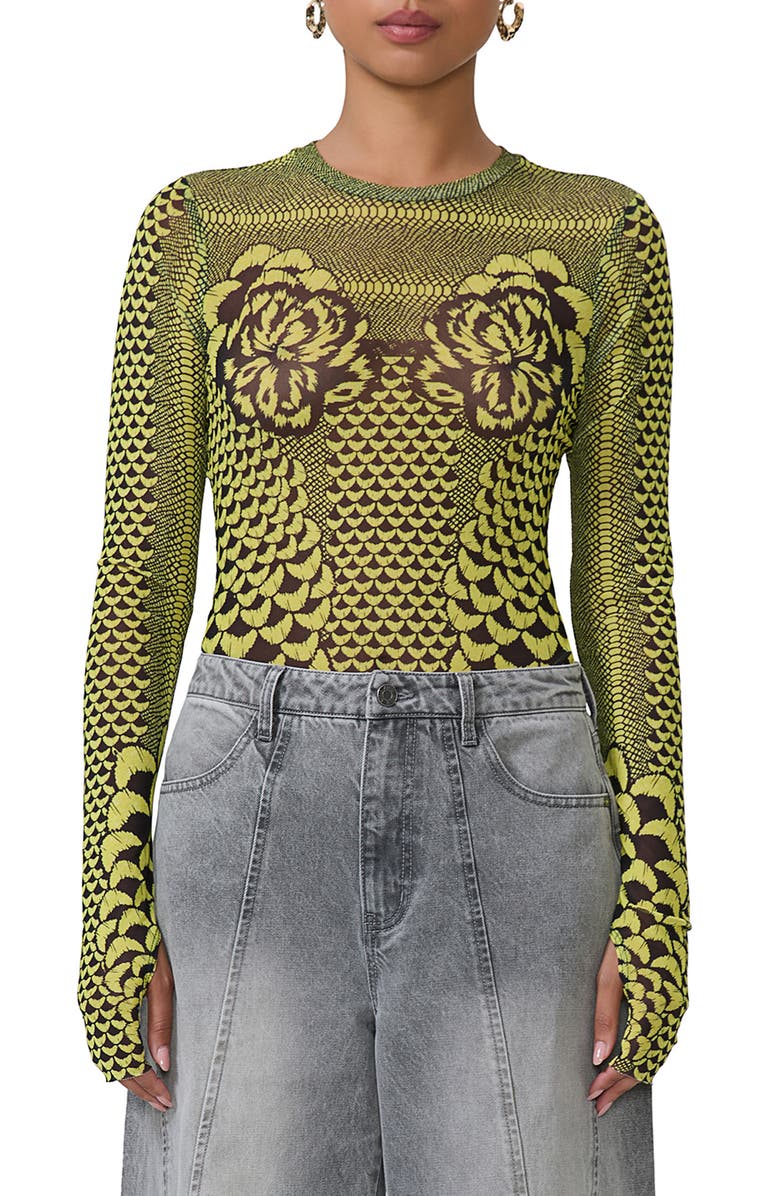 AFRM Kaylee Print Mesh Top, Main, color, 