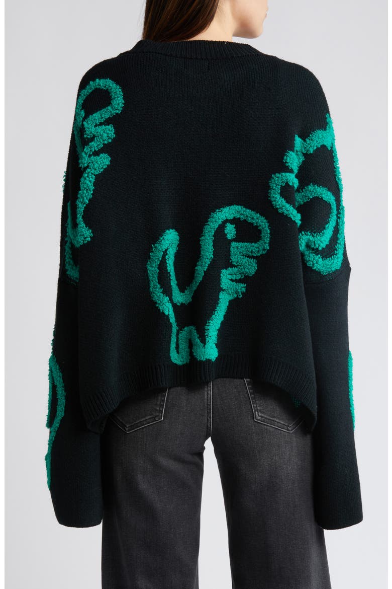 Rawr T-Rex Jacquard Cardigan, Alternate, color, BLACK
