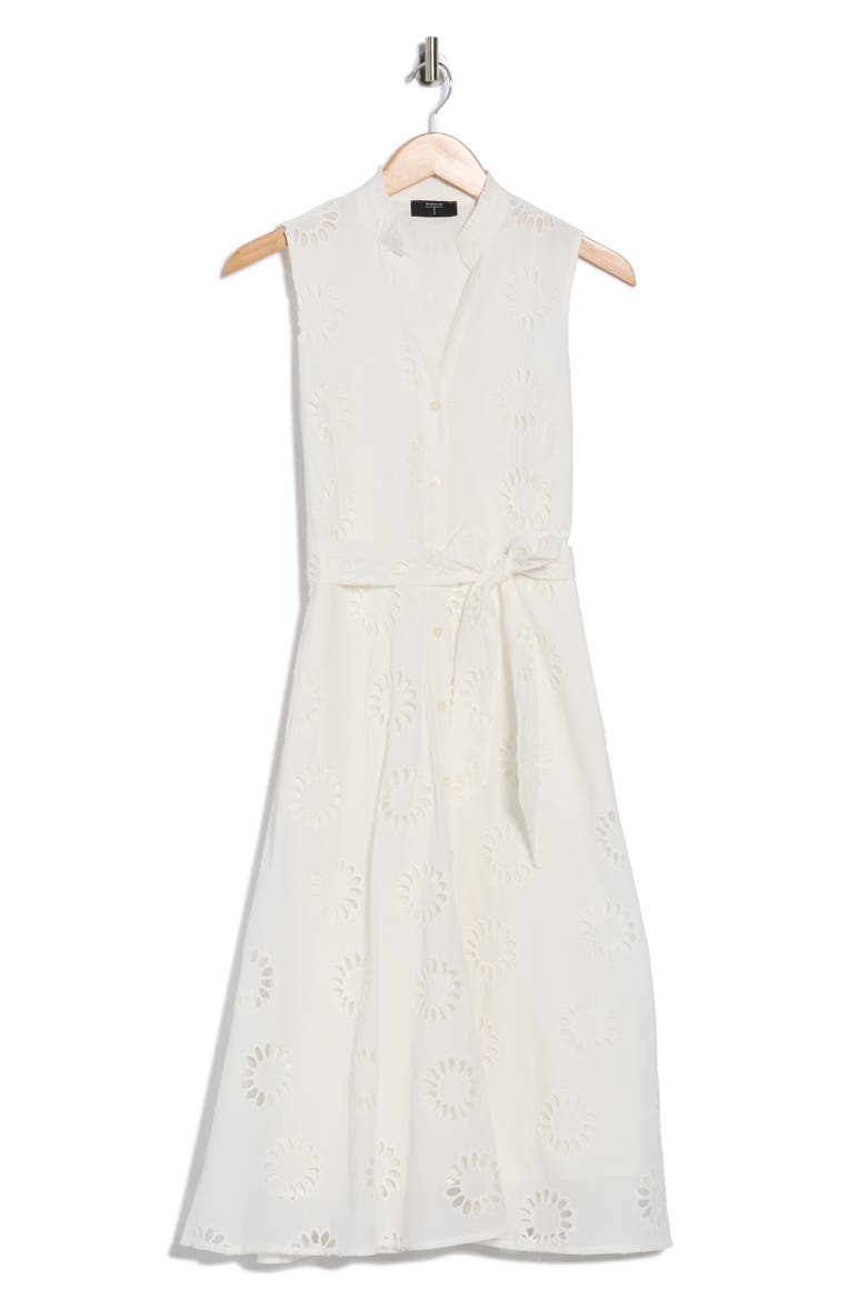 embroidered eyelet sleeveless cotton fit & flare dress Embroidered Eyelet Sleeveless Cotton Fit & Flare Dress (Women)