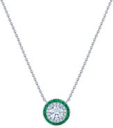 Kwiat Diamond & Emerald Halo Pendant Necklace