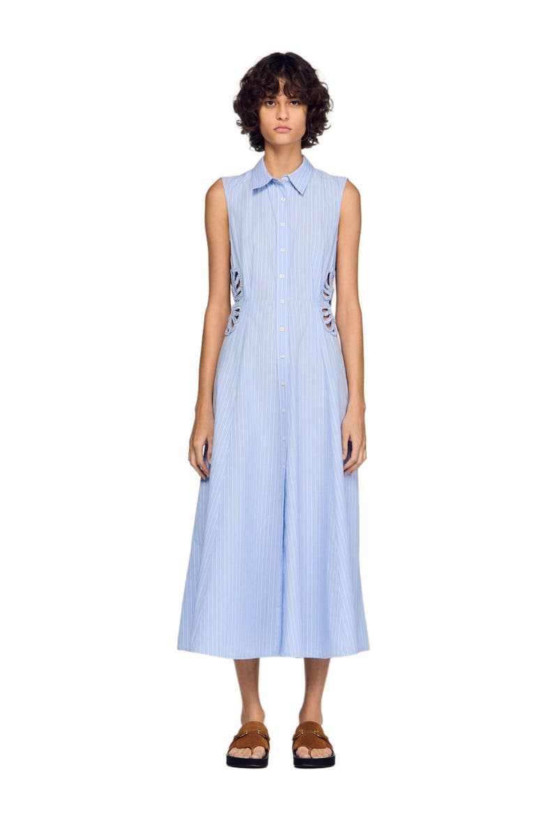 Striped cotton maxi dress, Main, color, Sky blue