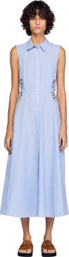 SANDRO Striped cotton maxi dress