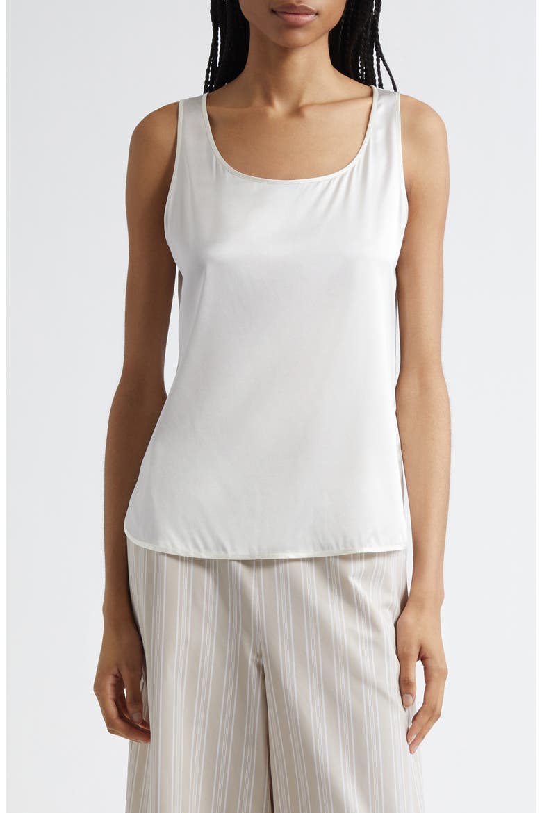 Pan Sleeveless Stretch Silk Top, Main, color, WHITE