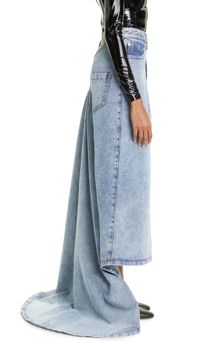 Vaquera Denim Maxi Skirt with Train, Alternate, color,
