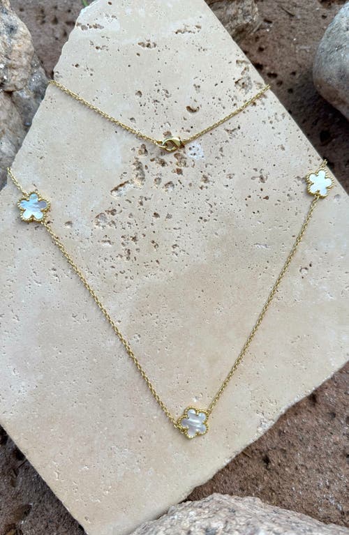 Adornia Mother-of-pearl Clover Station Chain Long Necklace In Gold