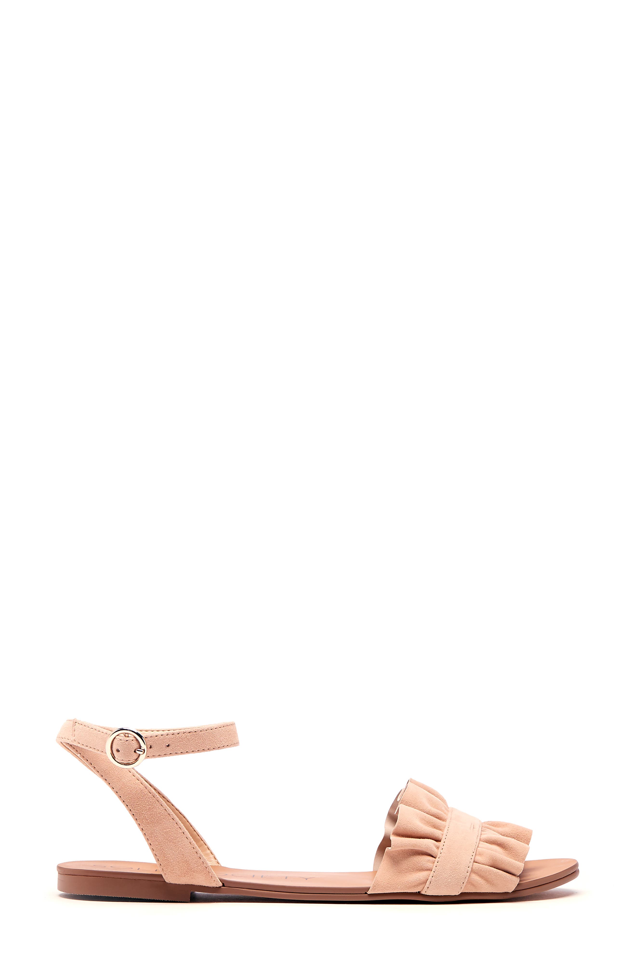 Elixane Ruffle Sandal, Alternate, color, SUGAR SUEDE