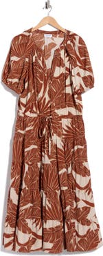 Calvin Klein Short Sleeve Floral Midi Dress