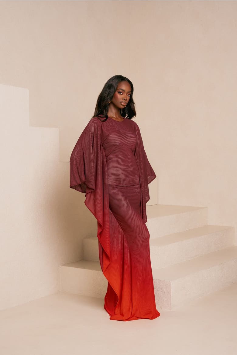 Dawn Kaftan Dress, Alternate, color, Burgundy