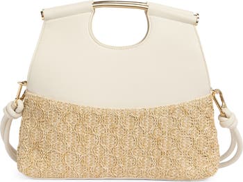 Foldover Raffia Handbag
