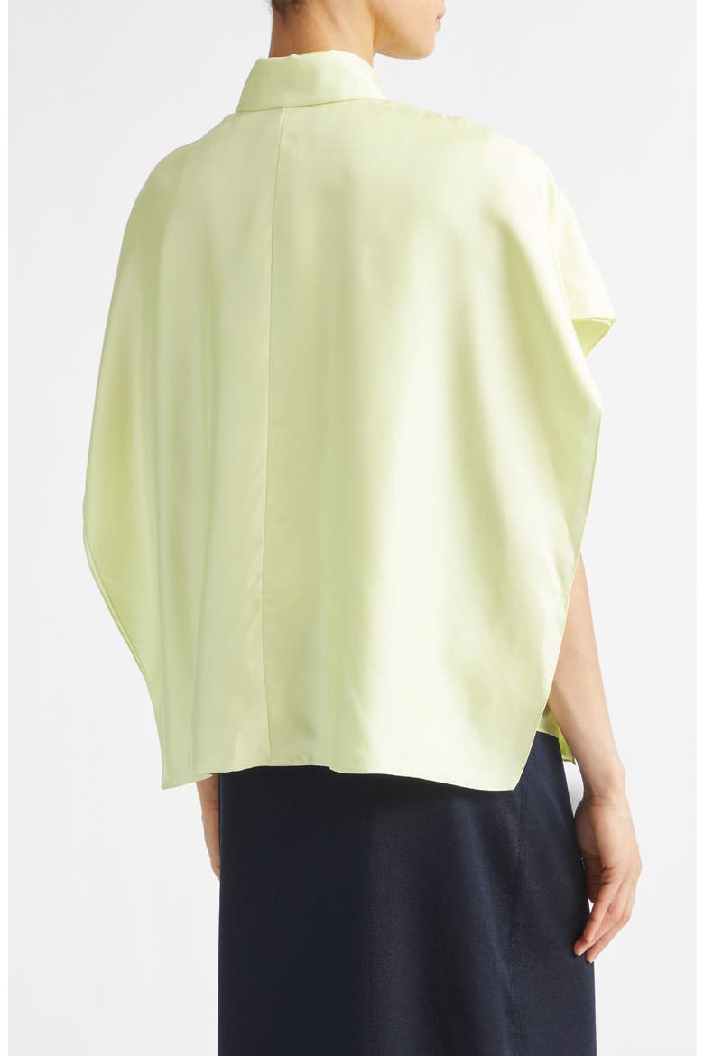 Layered Short Sleeve Silk Twill Button-Up Shirt, Alternate, color, 3400 LICHEN