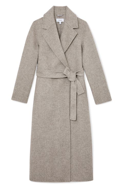 Daia Herringbone Wool Blend Wrap Coat