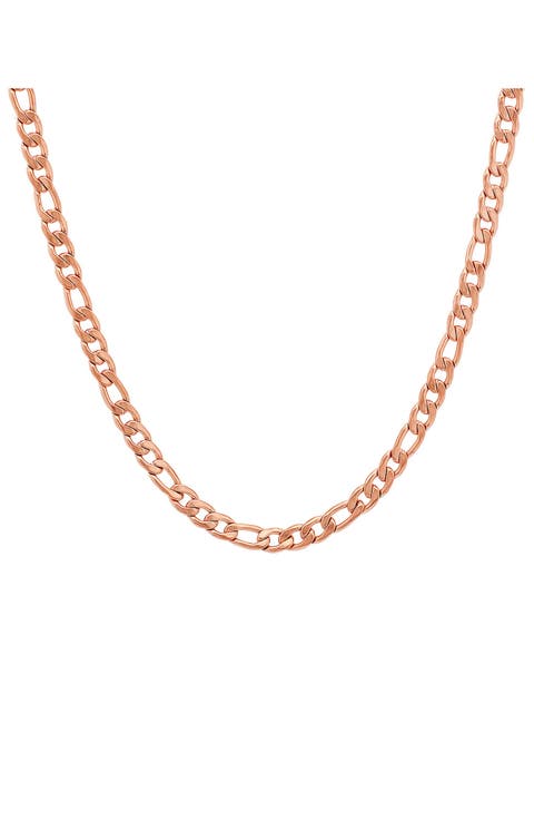 Men's 18K Rose Gold Plated Figaro Chain Necklace