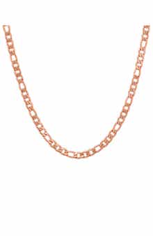 Men's 18K Rose Gold Plated Figaro Chain Necklace