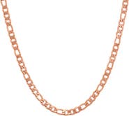 STEELTIME Men's 18K Rose Gold Plated Figaro Chain Necklace