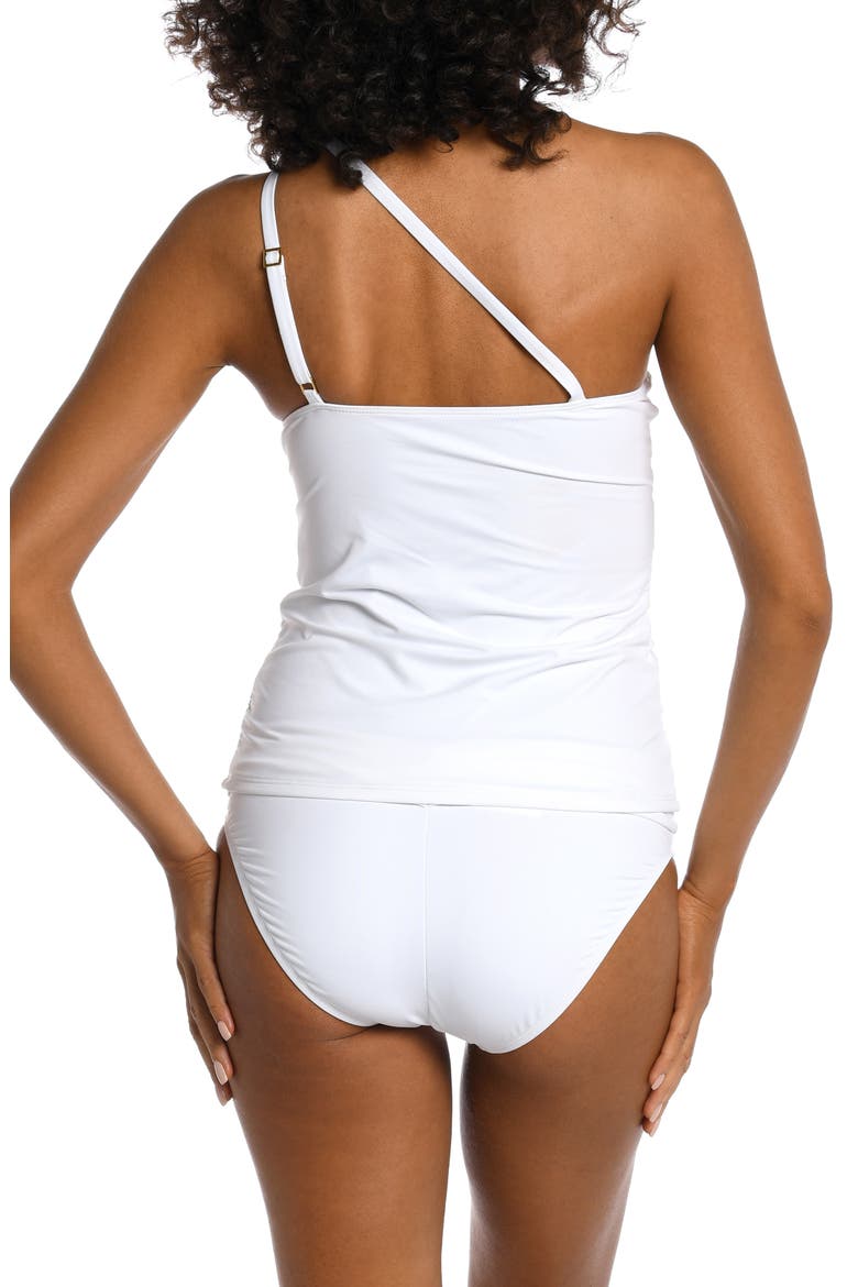Island Goddess Ruched One-Shoulder Tankini Top, Alternate, color, WHITE