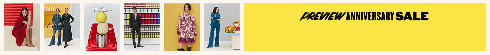 Preview Anniversary Sale: women and men wearing new fall styles, plus products on sale.