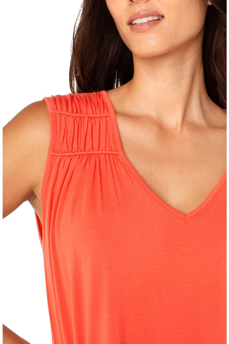 Shirred Sleeveless Knit Top, Alternate, color, CLEMENTINE