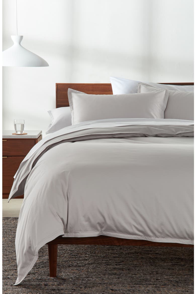 400 Thread Count Organic Cotton Sateen Duvet Cover & Shams Set, Alternate, color, GREY VAPOR