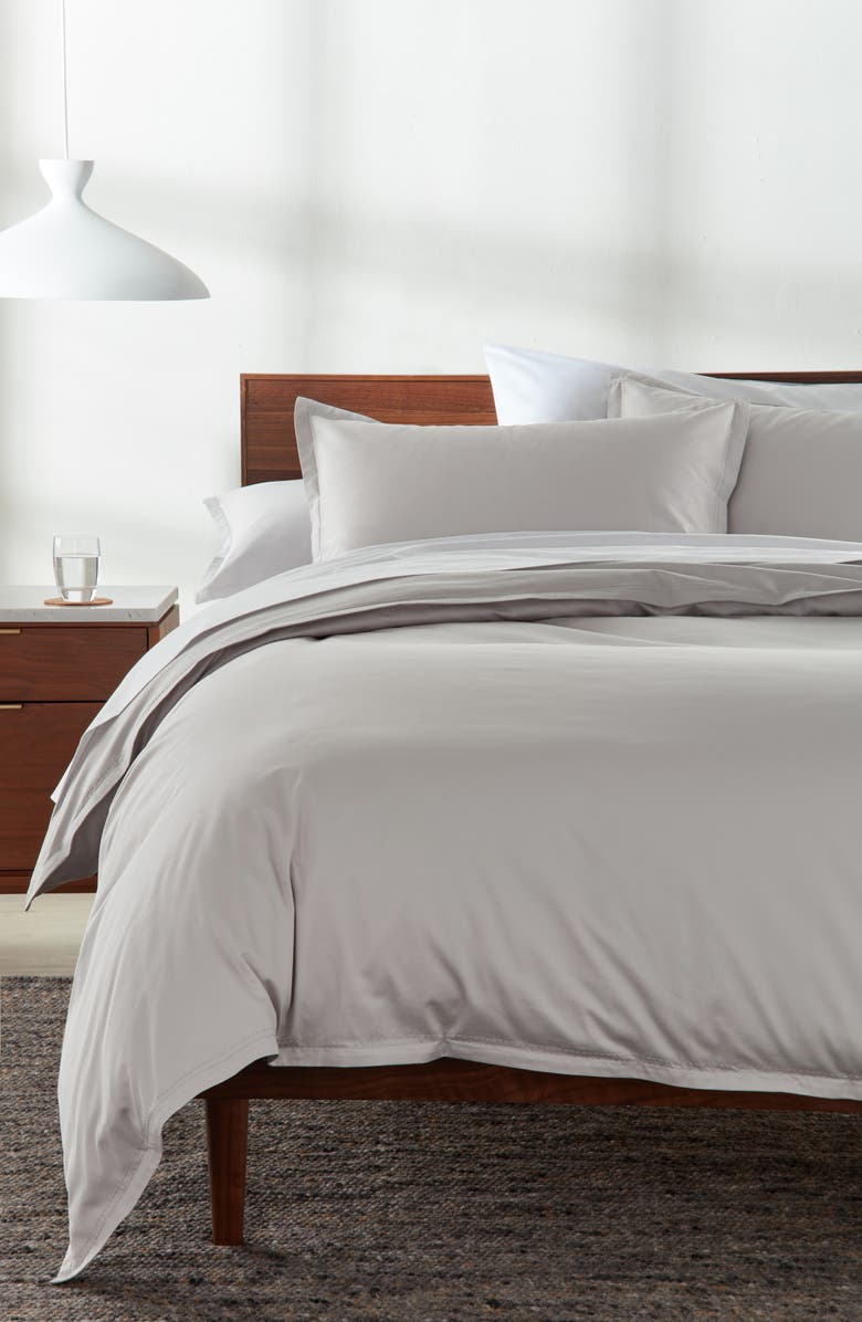Nordstrom 400 Thread Count Organic Cotton Sateen Duvet Cover & Shams Set, Alternate, color, Grey Vapor