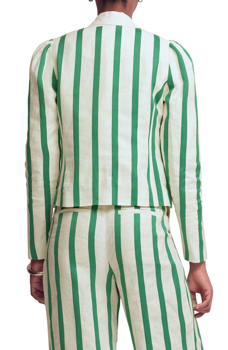 Boden Salisbury Stripe Puff Sleeve Linen & Cotton Jacket, Alternate, color, Ivory, Fresh Green Stripe