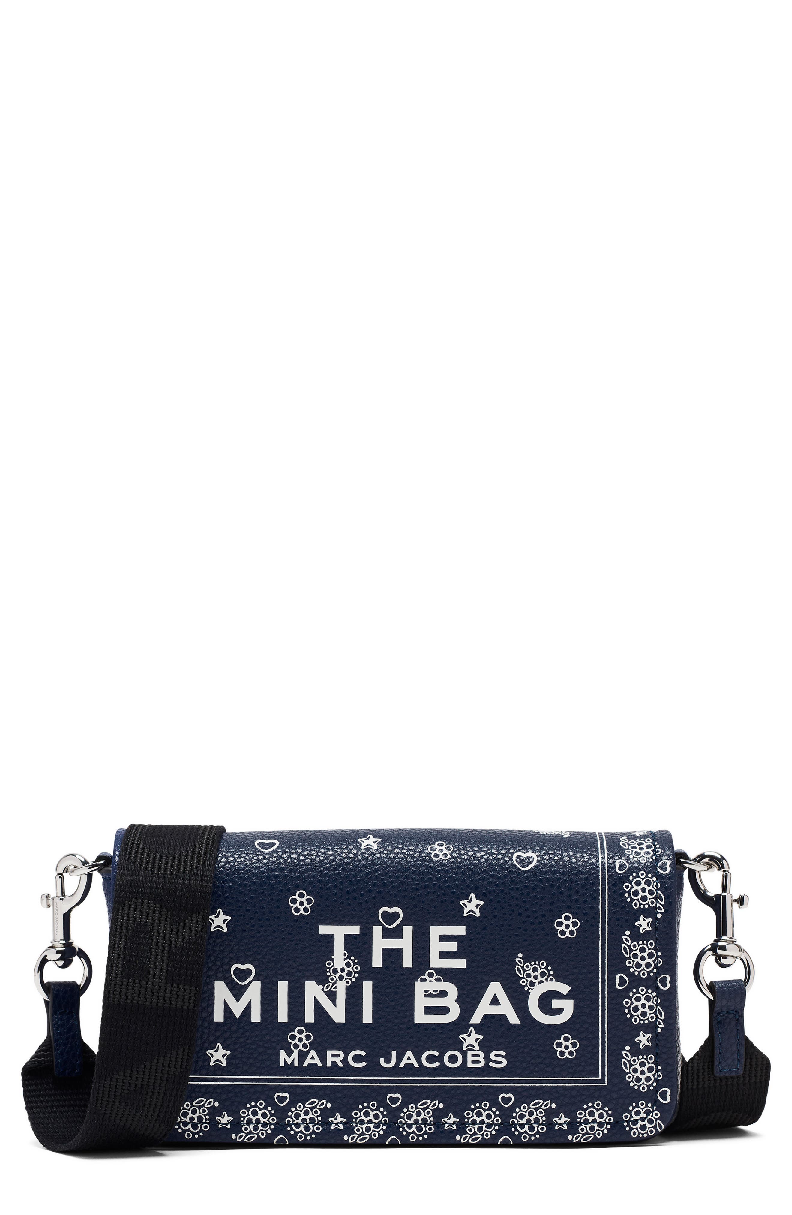 Marc Jacobs The Mini Leather Crossbody Bag, Main, color, Navy Multi