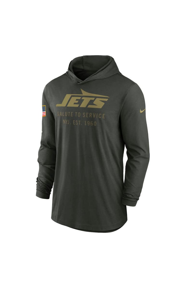 Nike Men's Nike Forest Green New York Jets 2025 Salute to Service Sideline Dri-FIT Lightweight Hooded Pullover, Alternate, color, Forest Green
