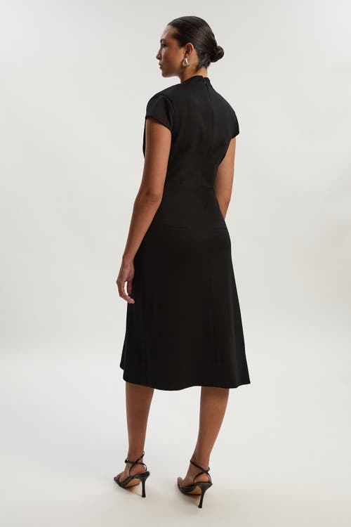 Karen Millen Ponte V-neck Midi Dress In Black