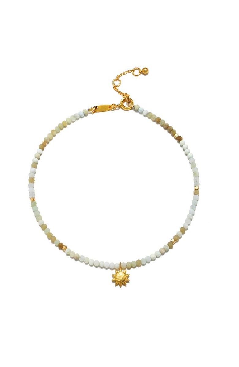 Satya Jewelry Peruvian opal sun anklet, Main, color, White