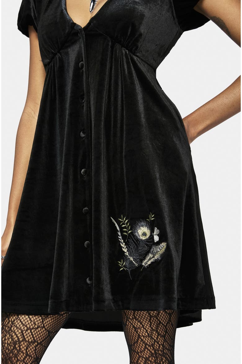 Bluesow Thistles Velour Mini Dress, Alternate, color, Black