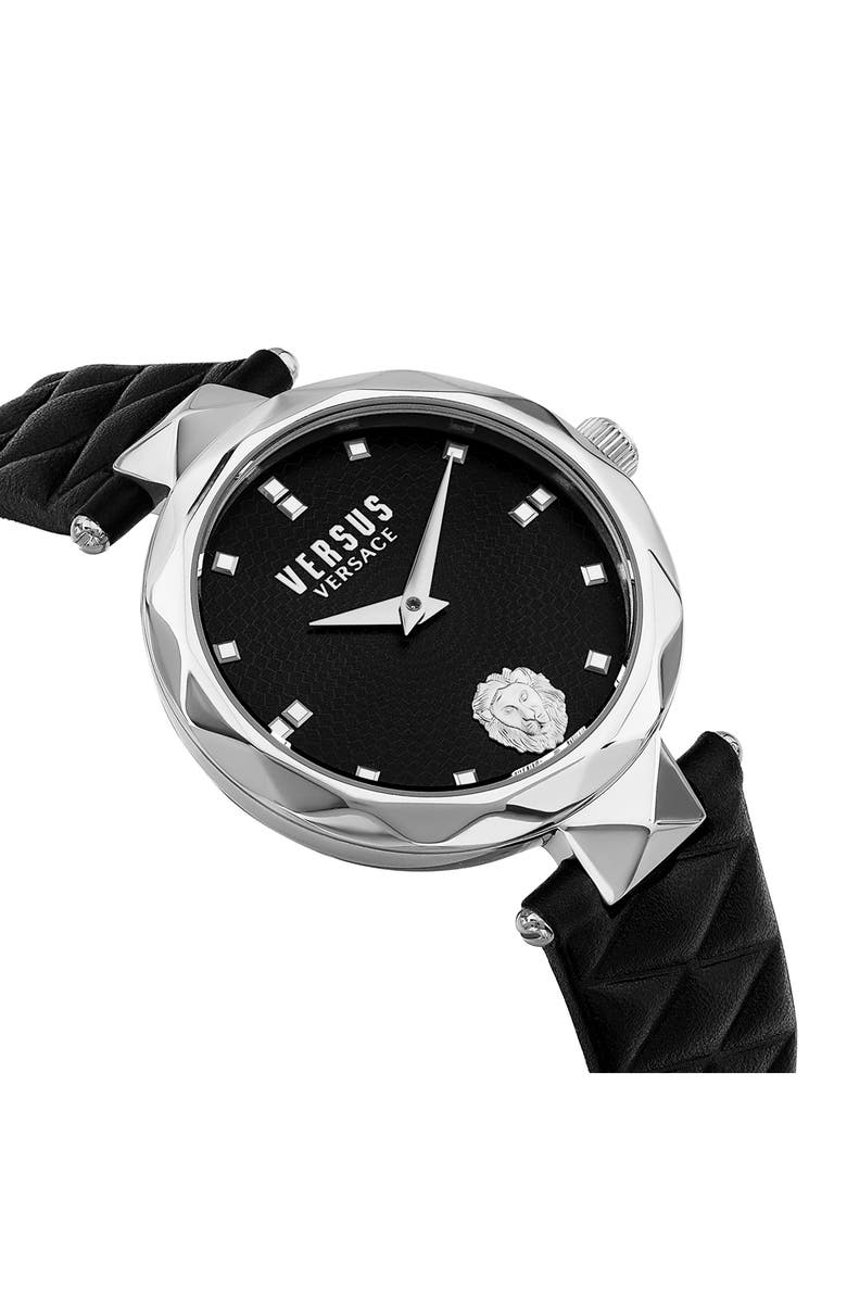 VERSUS Versace Covent Garden Leather Strap Watch, 36mm, Alternate, color, Stainless Steel