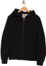 Levi's® Workwear Cotton Canvas Faux Shearling Lined Hoodie Bomber Jacket