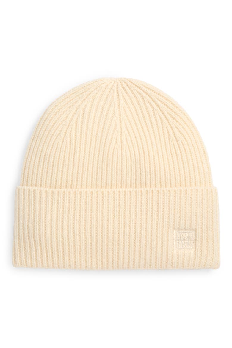 Wool & Cashmere Rib Beanie, Main, color, SNOW