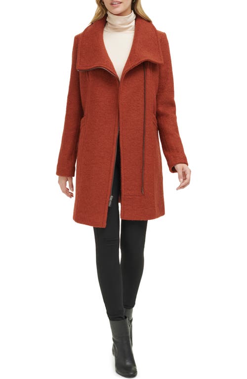 Kenneth Cole Women's Asymmetrical Zip Wool Boucle Coat In Red