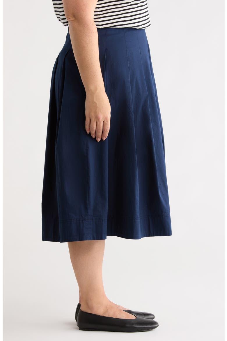 Stretch Cotton Poplin Midi Skirt, Alternate, color, NAVY STILL