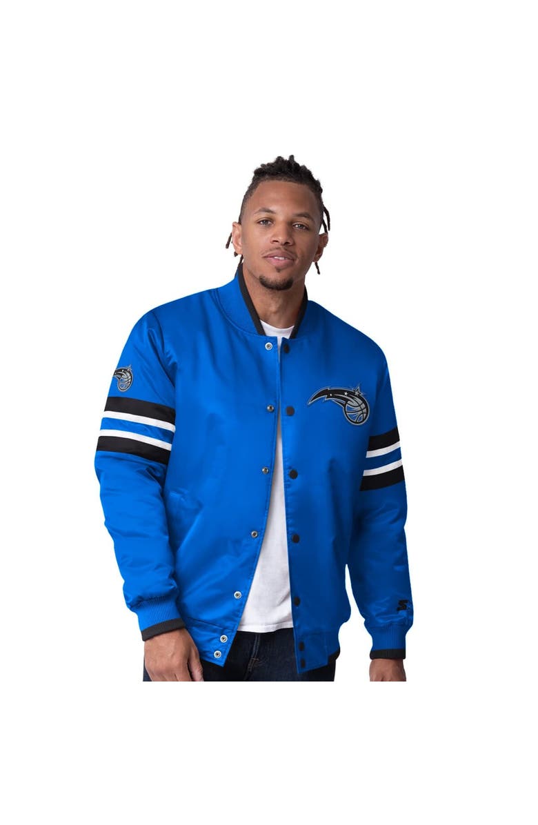 STARTER Men's Starter Blue Orlando Magic Scout Varsity Satin Full-Snap Jacket, Alternate, color, Blue