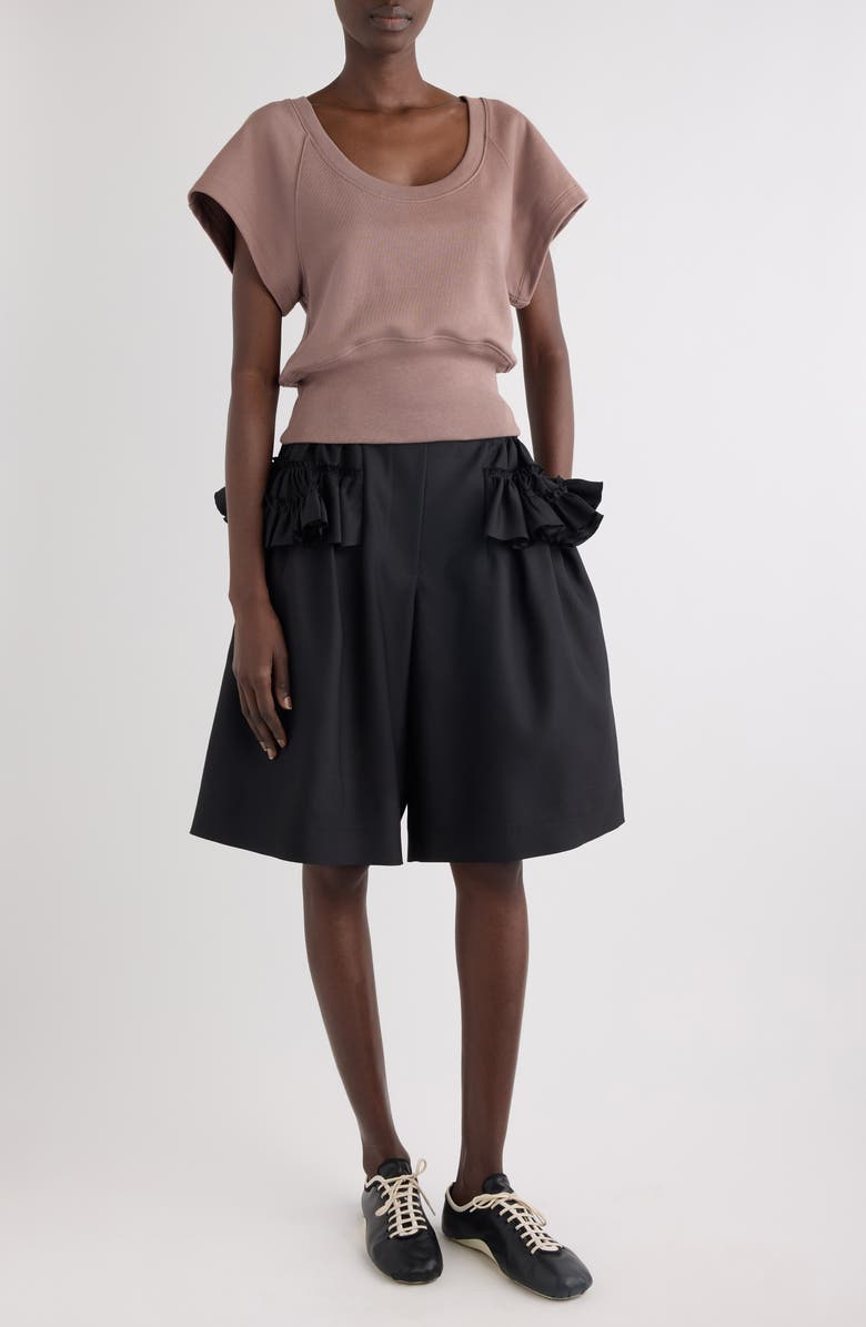 Dries Van Noten Pacuna Rounded Wool & Silk Shorts, Alternate, color, Black