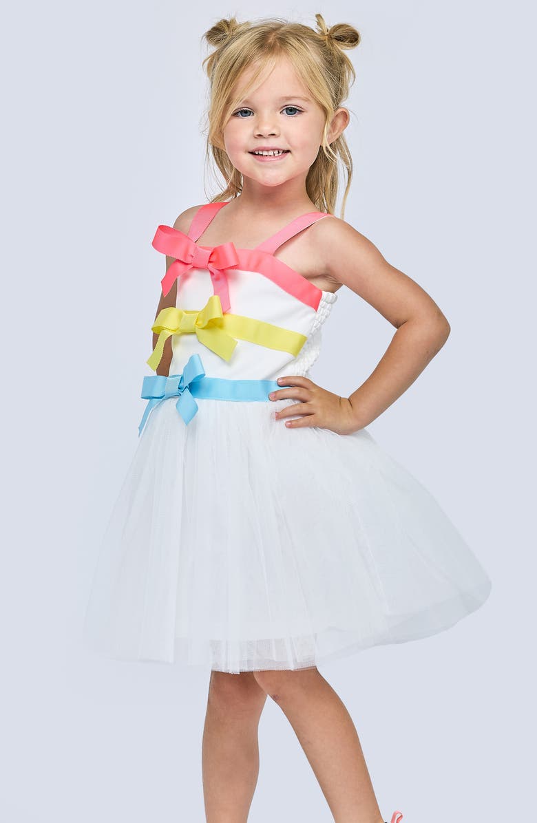 Baby Sara Kids' Bow Accent Tutu Dress, Alternate, color, White Multi