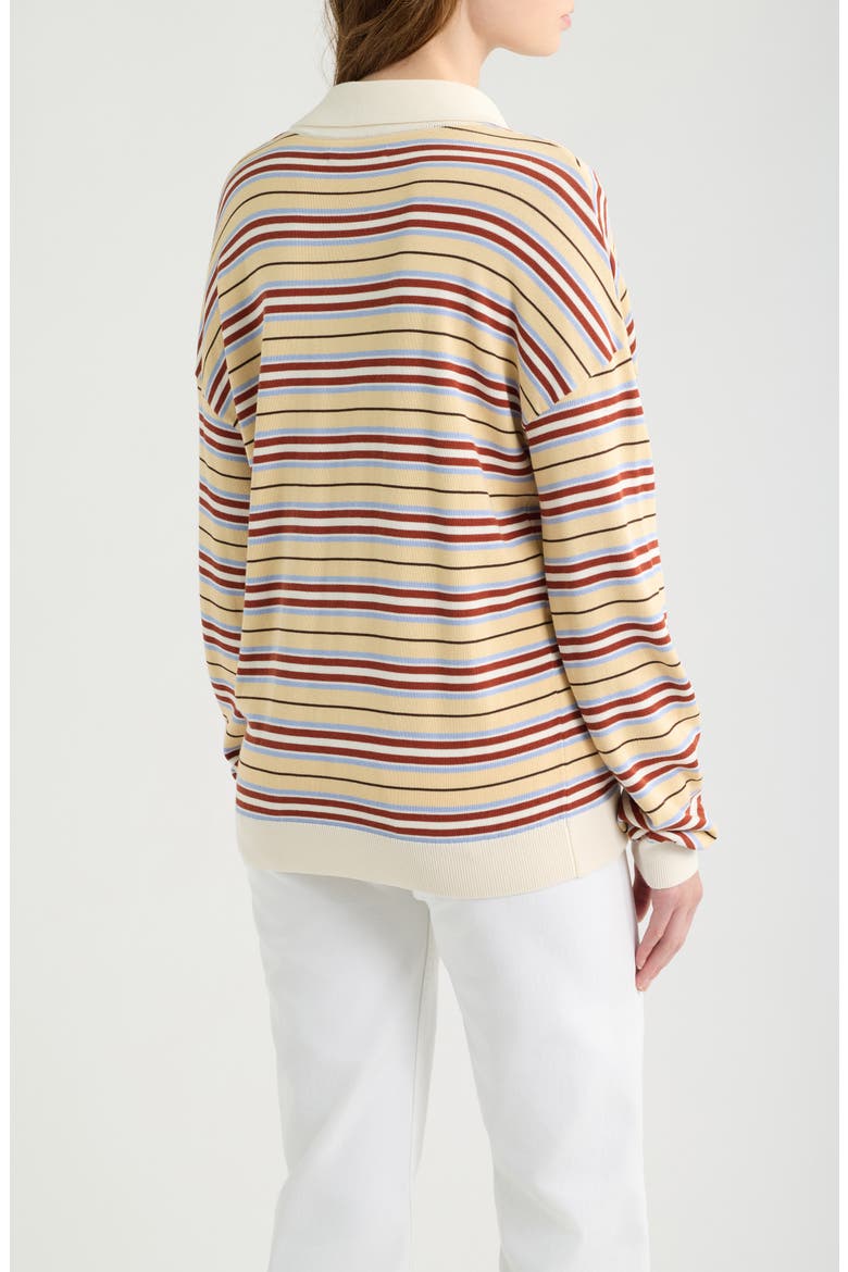Harlow Oversized Striped Polo, Alternate, color, CILA STRIPE BUTTER