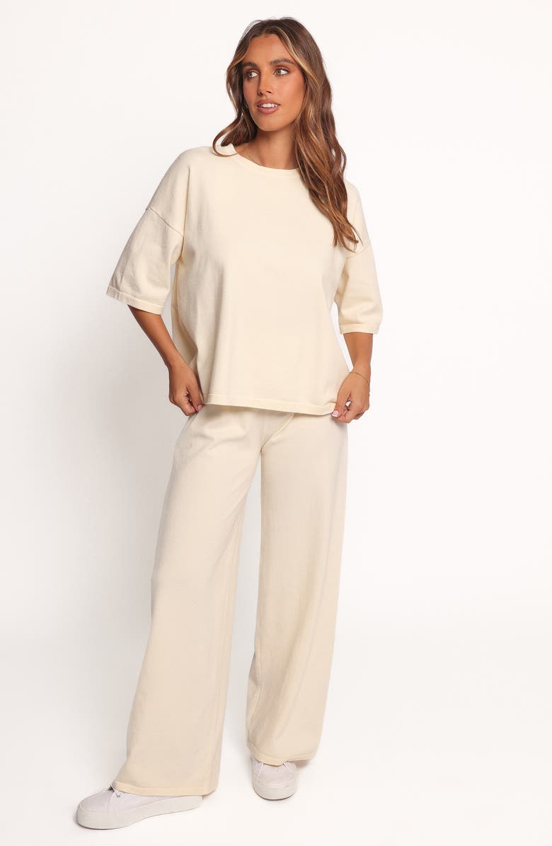 Petal & Pup Ash Knit Wide Leg Pants, Alternate, color, White