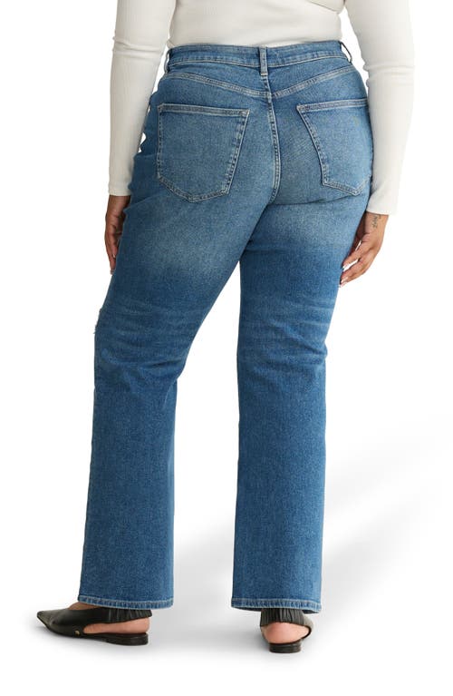 Warp & Weft Warp+weft Ase High Waist Ripped Straight Leg Jeans In Blue