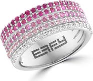 EFFY Sterling Silver Pavé Pink Sapphire, Rhodolite & White Zircon Band Ring