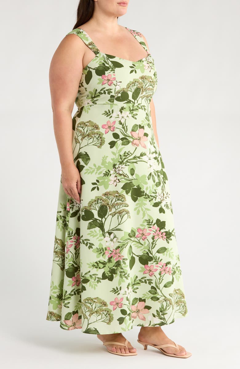 SUGARLIPS Zane Floral Bary Smocked Sundress, Alternate, color, Green/ Pink